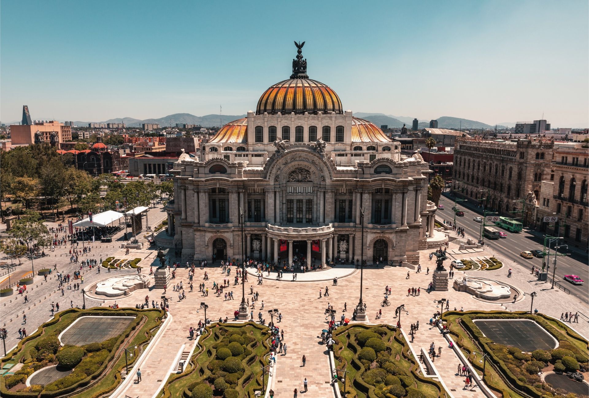Vista aérea do Palácio de Belas Artes em Cidade do México